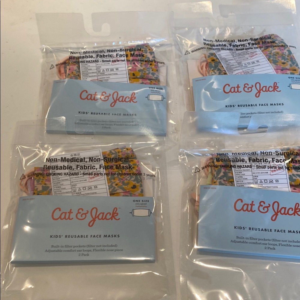 NWT Cat & Jack 4 Packages Kids’ Reusable Face Masks